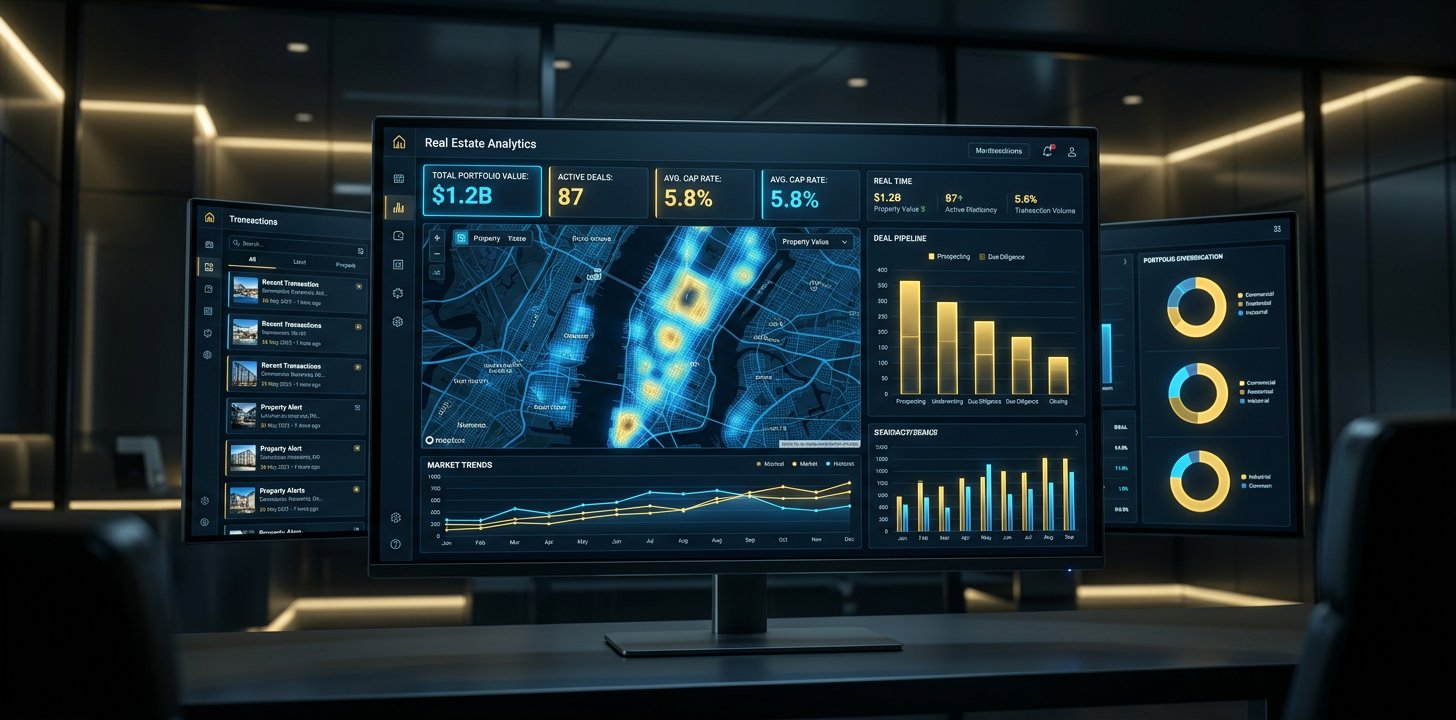 Real Estate Market Dominator dashboard with live distress signal heat-map